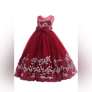 Flower Girls Vintage Lace Maxi Bridesmaid Dress Princess Birthday Wedding Party